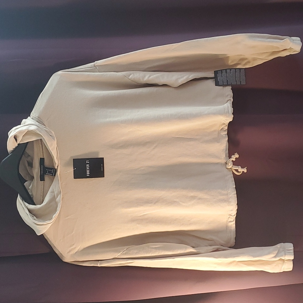 Crop Hoodie, Small, Taupe